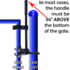 Jake Sales Pool Gate Latch adjustment controls close-up
