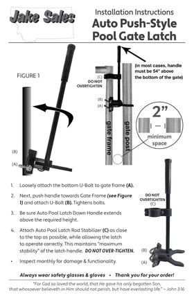 Jake Sales Pool Gate Latch mounted on gate for easy access