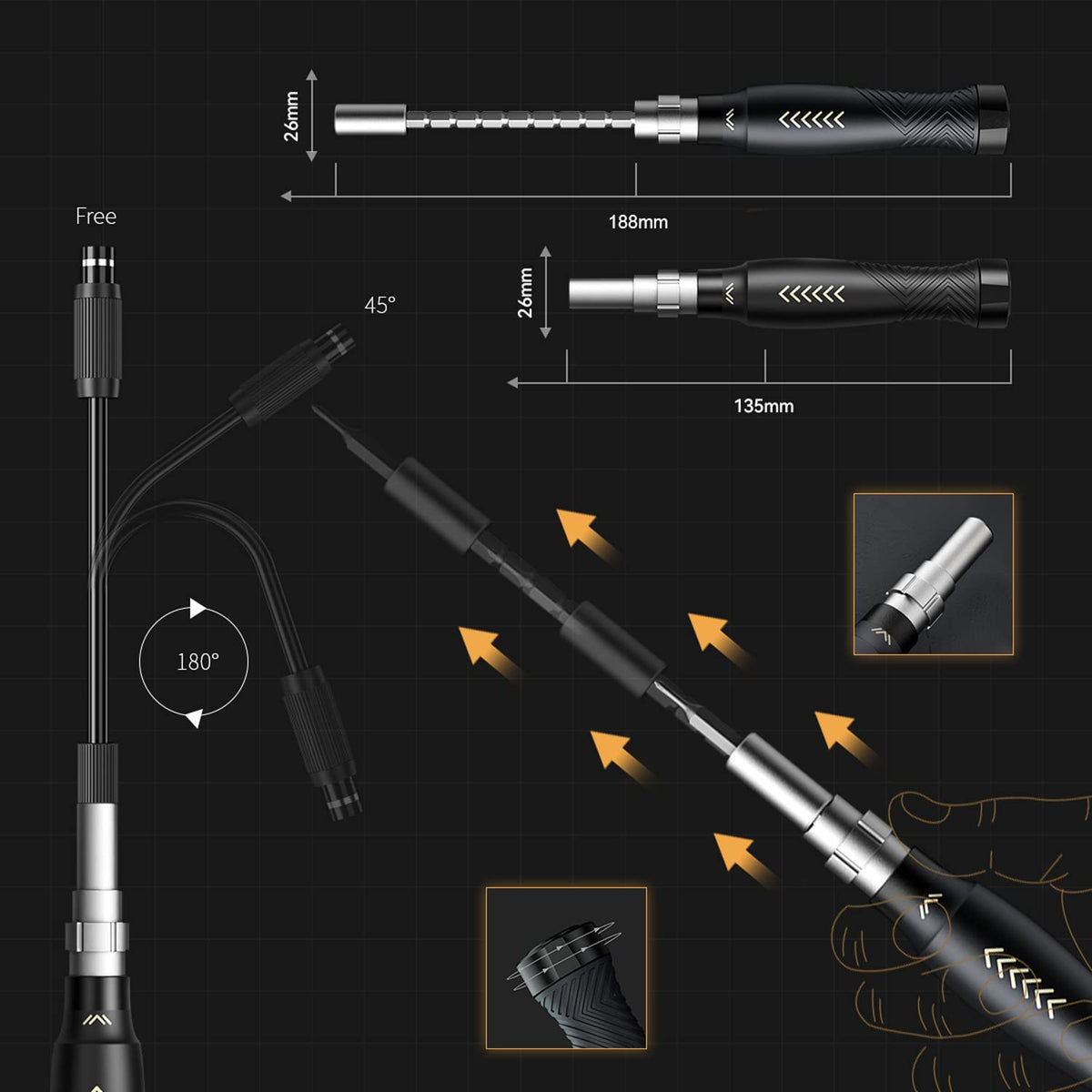 Ergonomic adjustable handle designed for precise electronics work.