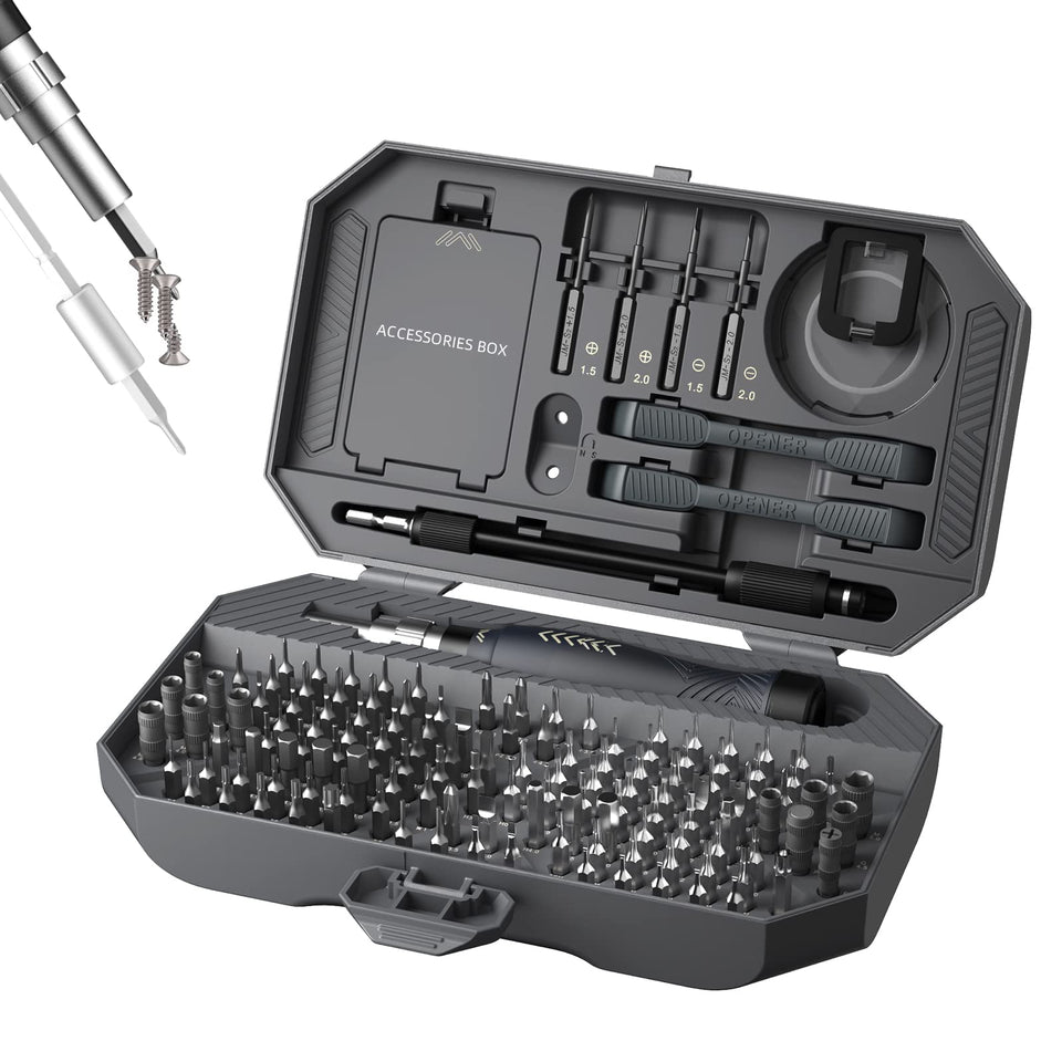 JAKEMY 164-in-1 screwdriver kit with magnetic bits for easy screw pickup.