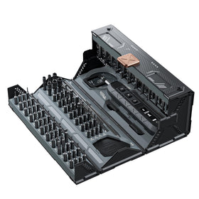 JAKEMY small electric screwdriver kit, top view, ideal for precise electronics repairs.