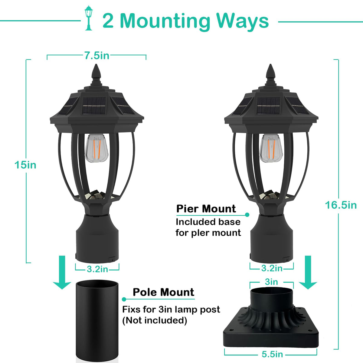 Jalarox outdoor waterproof post light ideal for garden walkways.