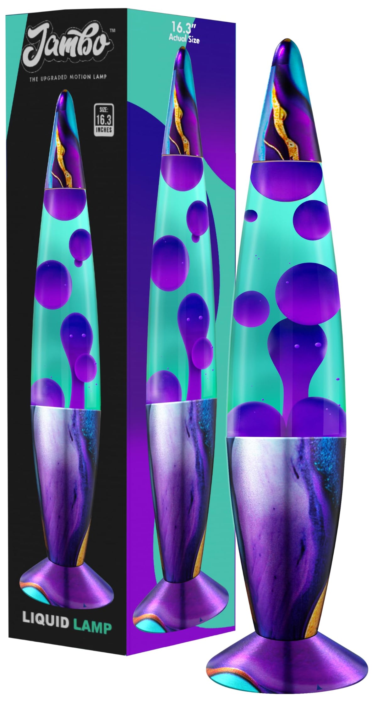 JAMBO 16-inch lamp teal purple wax with dynamic motion for calming ambiance