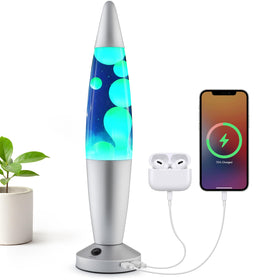 JAMBO Beautiful Liquid Lamp with USB ports providing ambient light and charging convenience