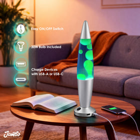JAMBO Blue liquid and Yellow wax lamp for color-rich ambience