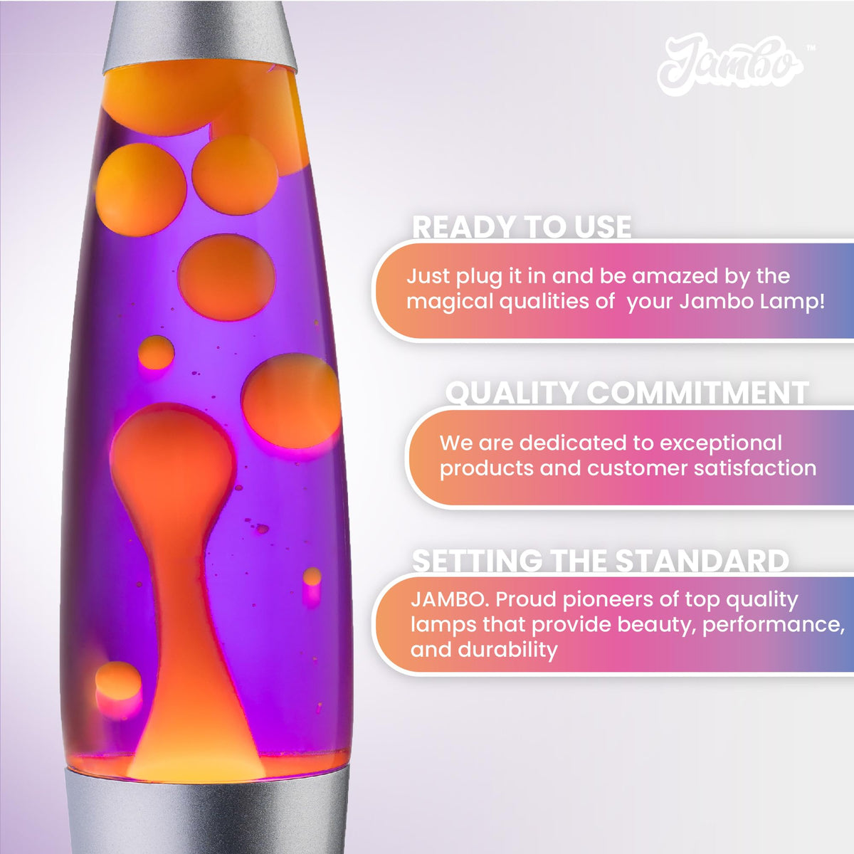 JAMBO Liquid Lamp magma motion provides soothing light for study and focus.