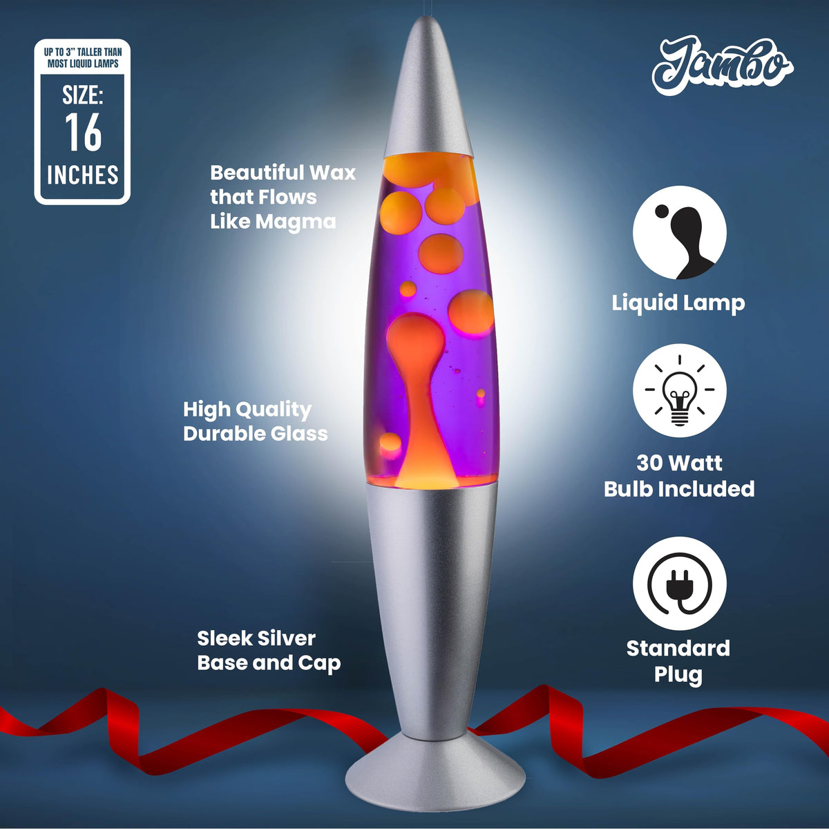 JAMBO Liquid Lamp orange wax rise and fall adds dynamic visual interest during movie nights.