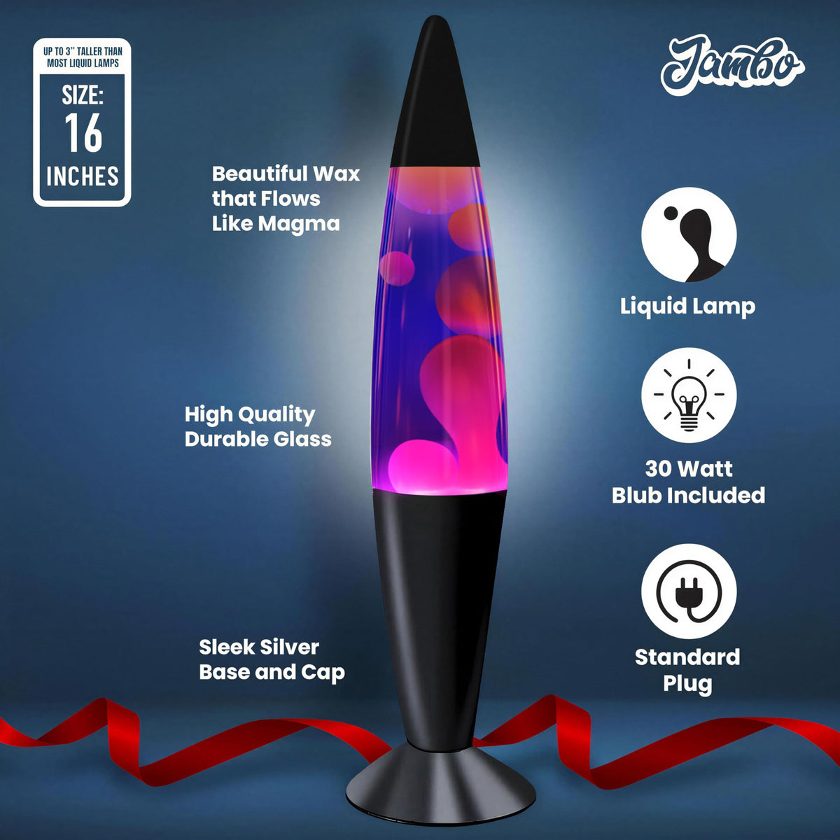 JAMBO magma light blue wax flow creates a mesmerizing glow in the lamp