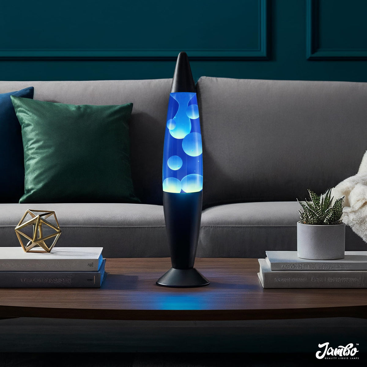 JAMBO magma light blue-white wax motion focuses desk tasks.