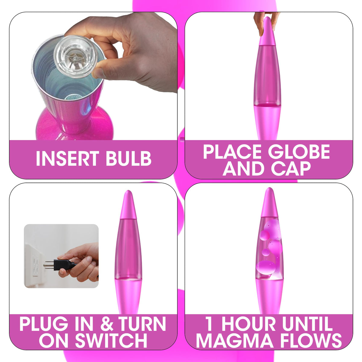 JAMBO modern decor lamp with pink glow complements spaces.