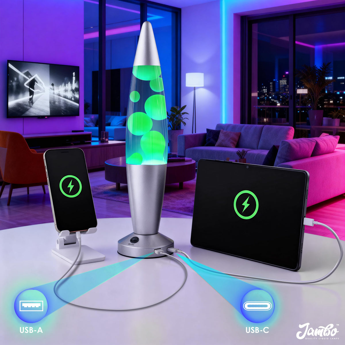 JAMBO Motion Light with wax flow creating calming visuals