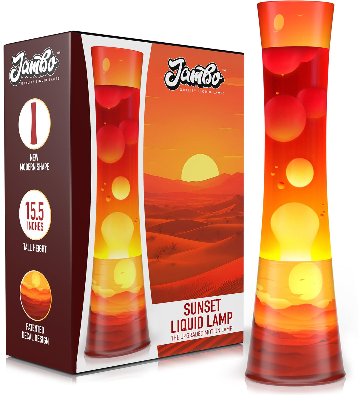 JAMBO sunset liquid lamp decal creates warm, cozy ambient decor.