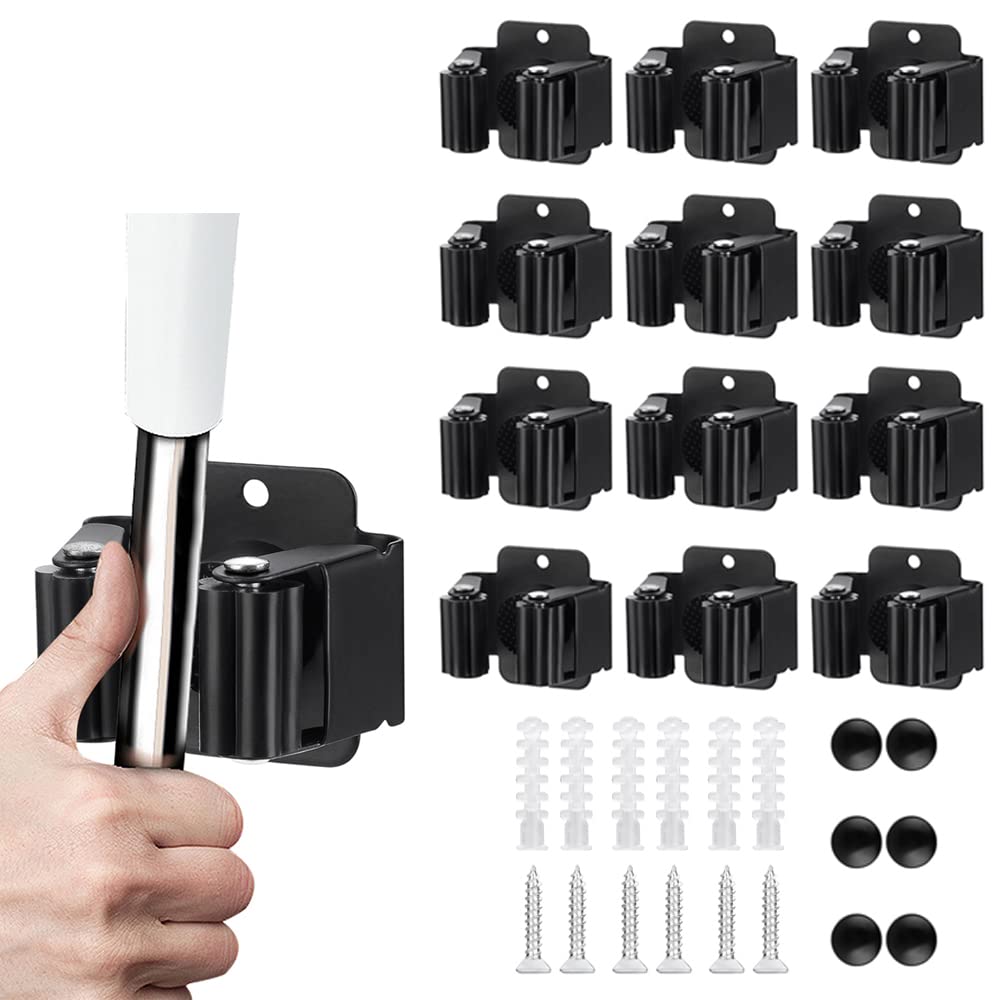 JAMEND CLXP broom and mop holder in matte black for clutter-free walls