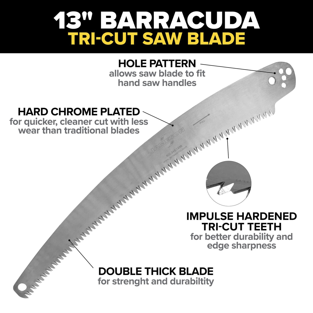 Jameson Barracuda blade with hard chrome plating finish.