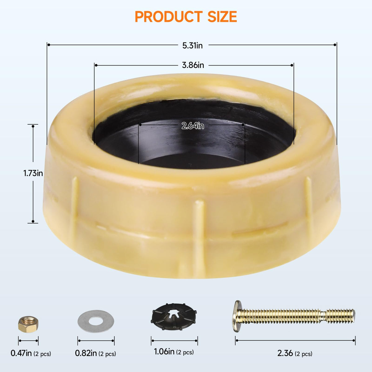 Jamini complete kit with bolts, washers, and wax ring for DIY.