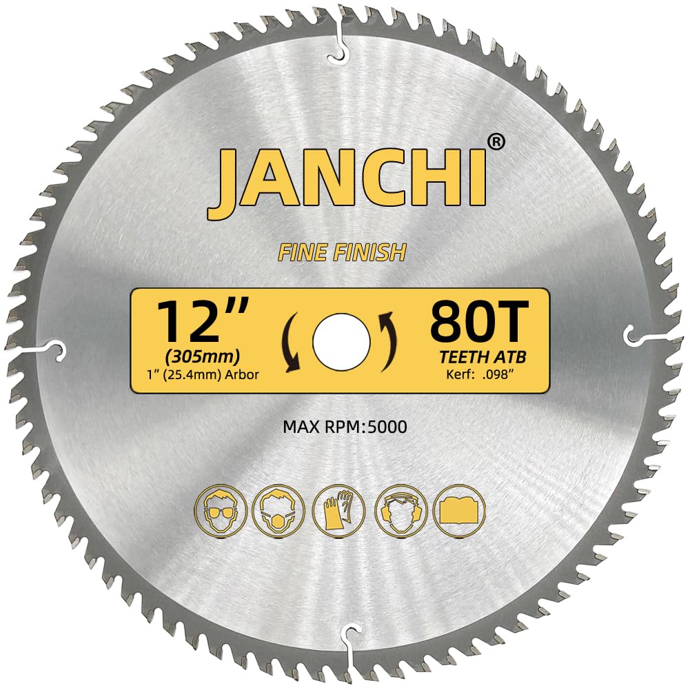 Janchi 3Pack 12in Miter Blades 100T for ultra-fine cabinetry and trim