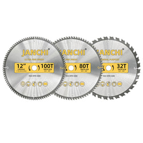 Janchi 3Pack 12in Miter Blades 32T for general cuts with clean edges