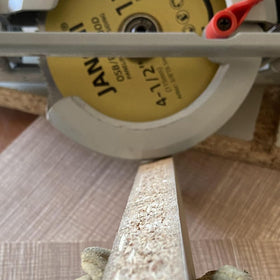 Janchi blade cutting OSB and paneling for tight joints.