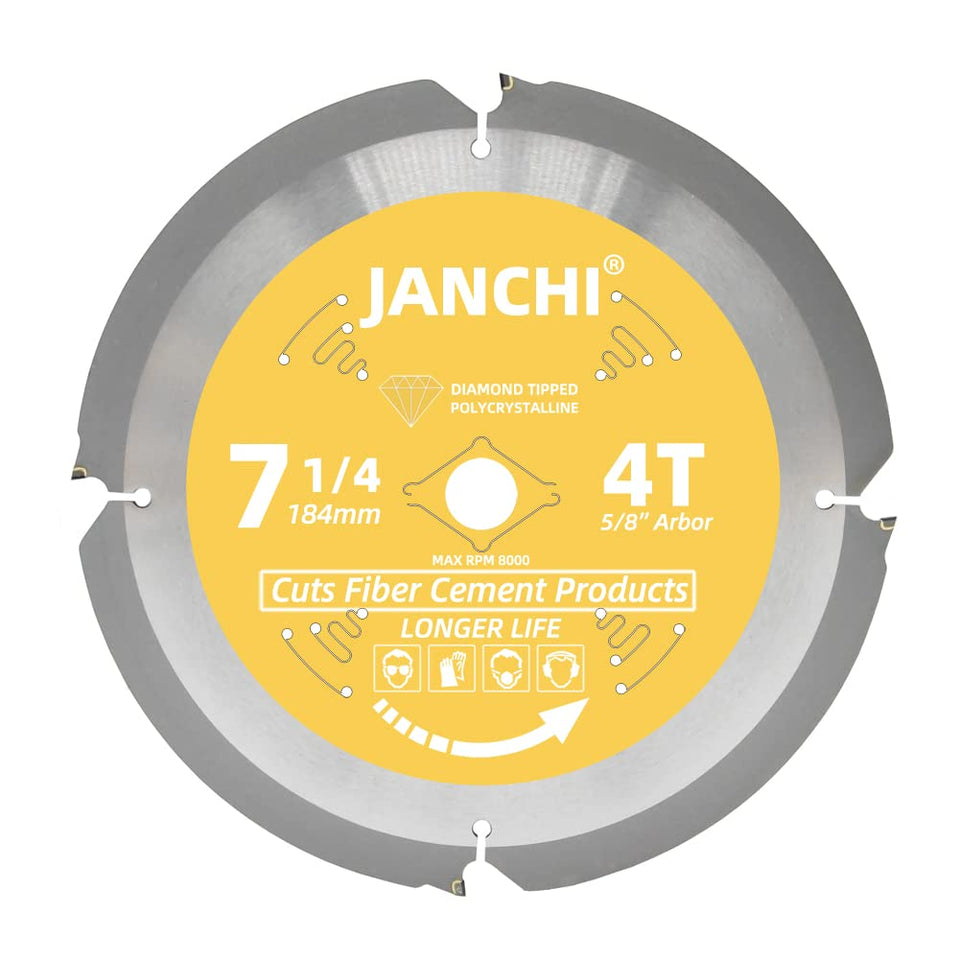 Janchi 7-1/4 inch blade with 4T PCD tips for long-lasting fiber cement cuts