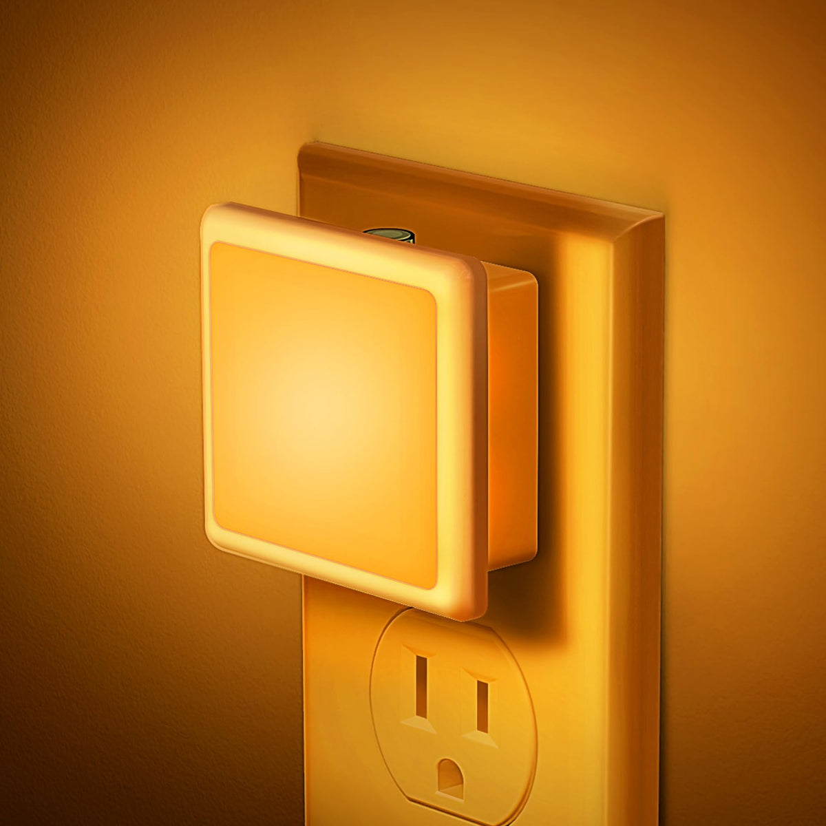 JandCase Amber Night Light plugged into wall for safe night navigation