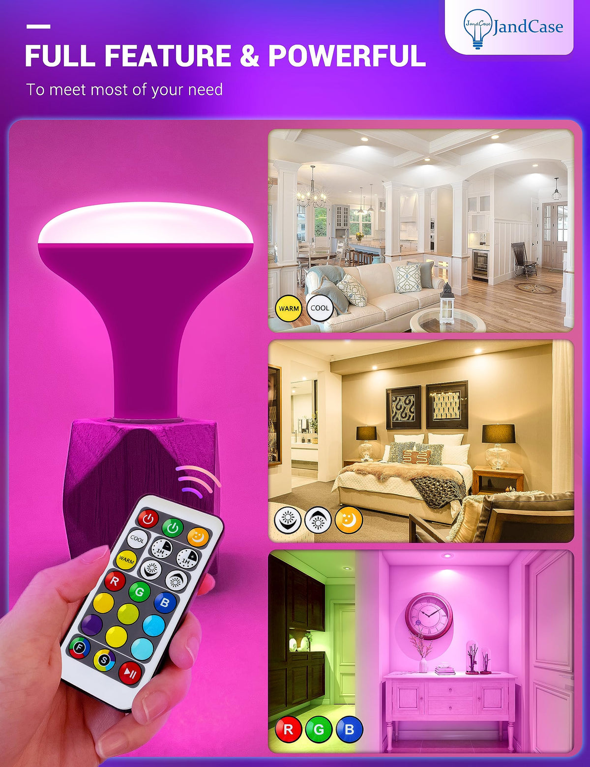 JandCase BR30 dual memory remote retains last color and brightness settings