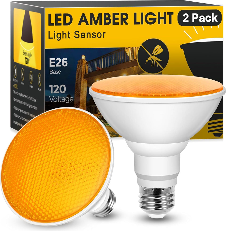 JandCase bug light PAR30 outdoor amber 2000K enhances evenings and deters glare.