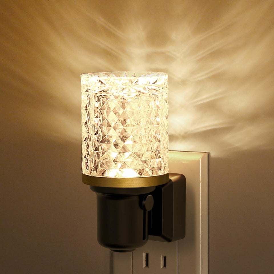 JandCase night light with crystal shade casts decorative glow for ambience