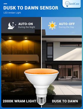 JandCase dusk-to-dawn sensor bulb auto illuminates porches at dusk.