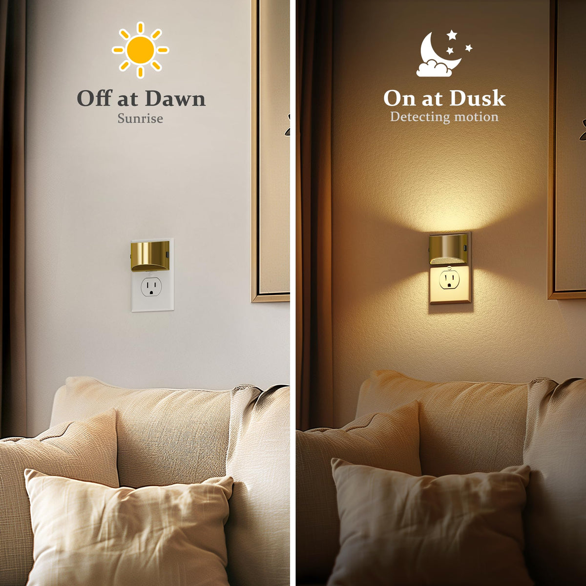 JandCase dusk-to-dawn sensor night light automatically lights at dusk.