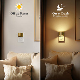 JandCase dusk-to-dawn sensor night light automatically lights at dusk.