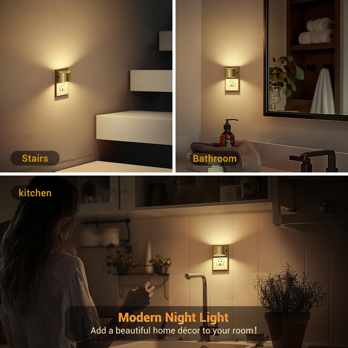 JandCase glare-free night light provides a gentle, eye-friendly glow.