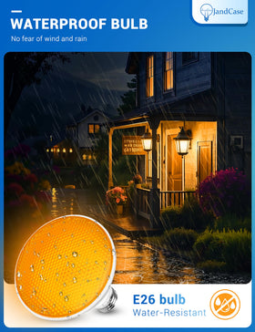 JandCase IP54 outdoor yellow bug light withstands weather conditions.