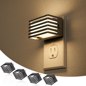 JandCase LED night light four-pack plug-in with warm 3000K glow for bedrooms and hallways