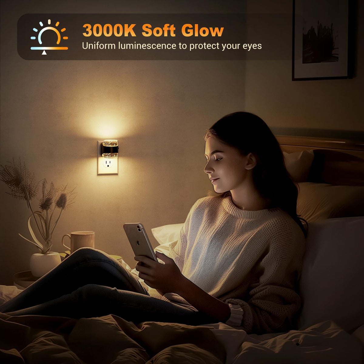 JandCase dusk-to-dawn sensor night light auto on/off in low light