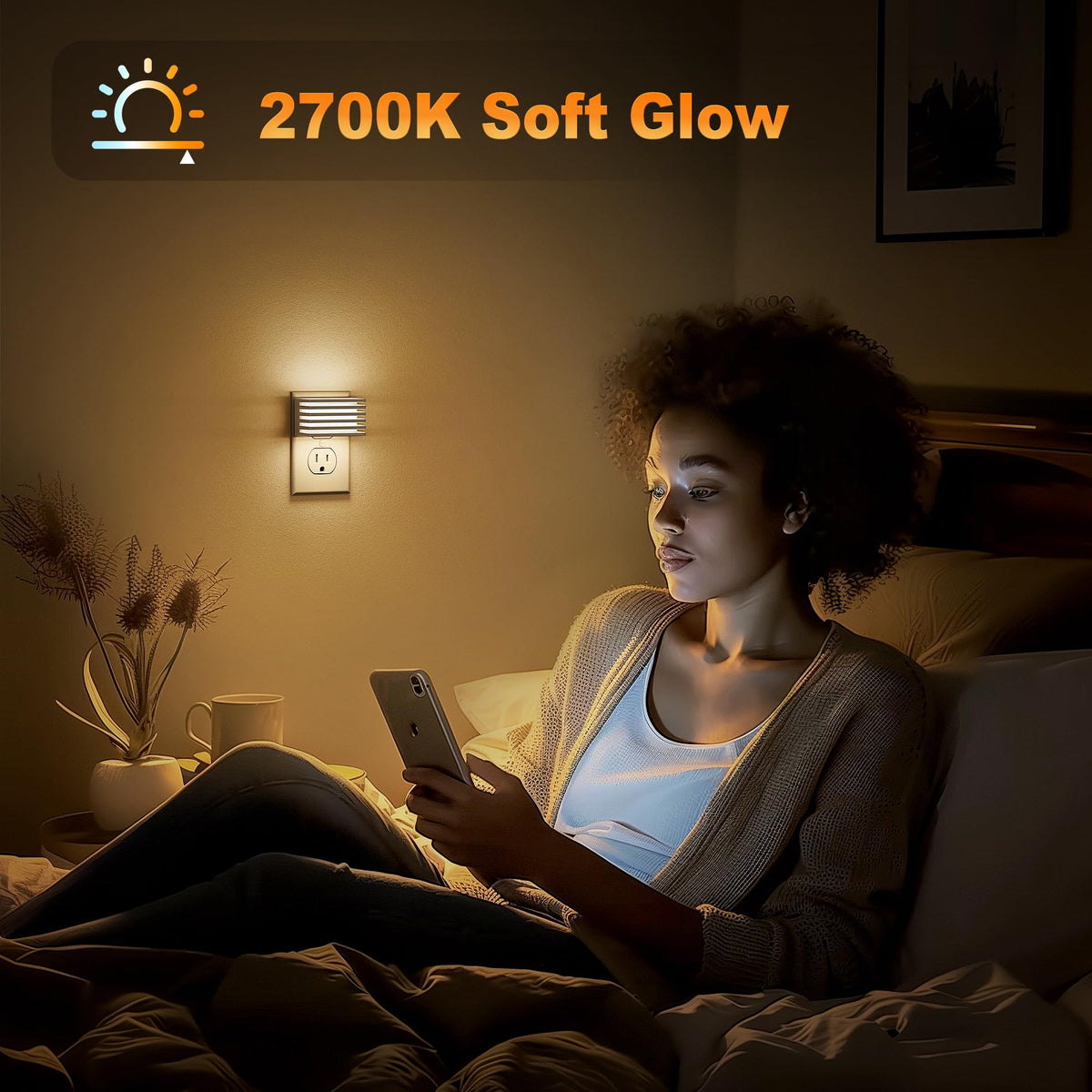 JandCase LED night light featuring automatic on/off for convenient use