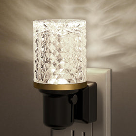 JandCase LED night light with crystal clear design casts decorative glow for ambient safety.