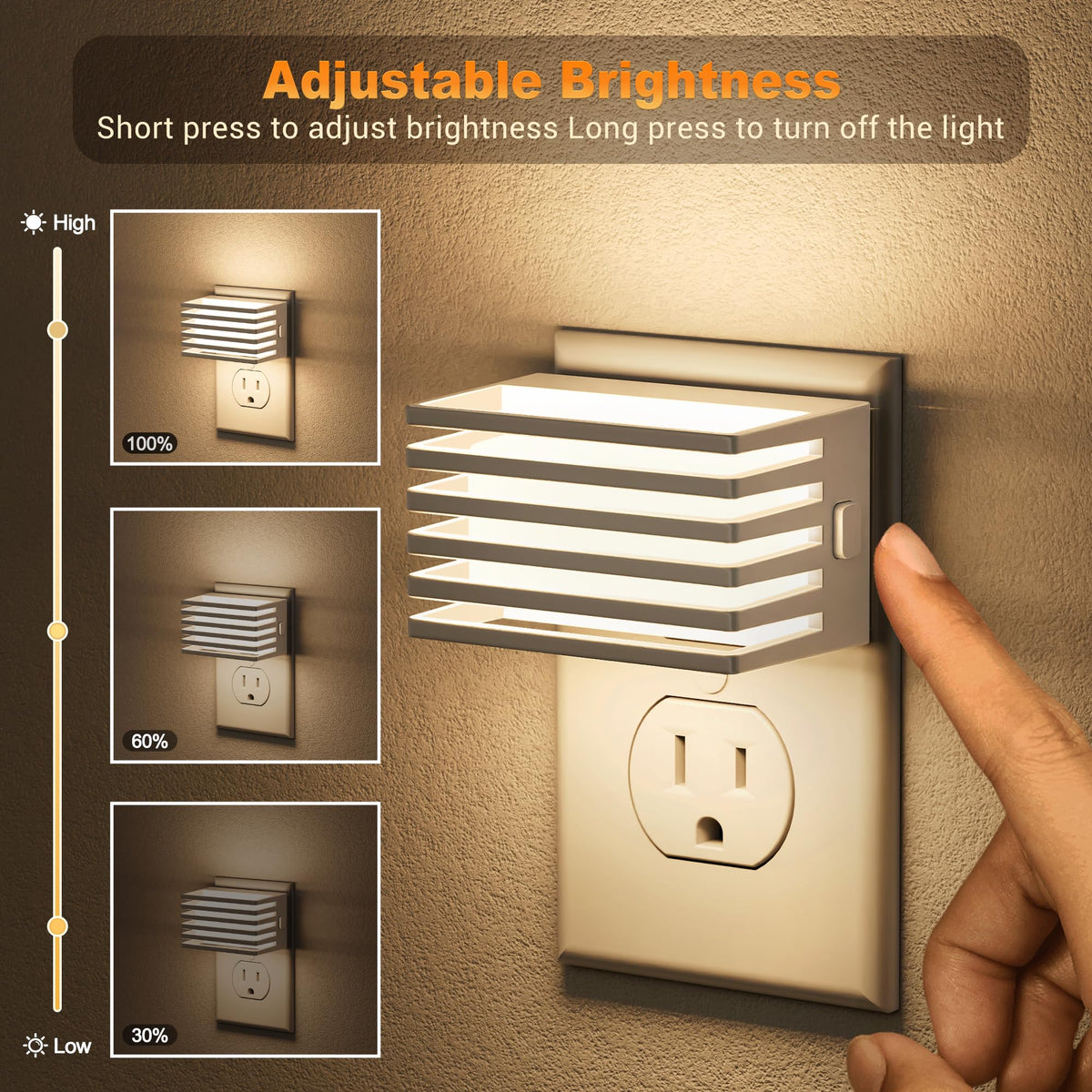 JandCase LED night light with dusk-to-dawn sensor for auto on/off