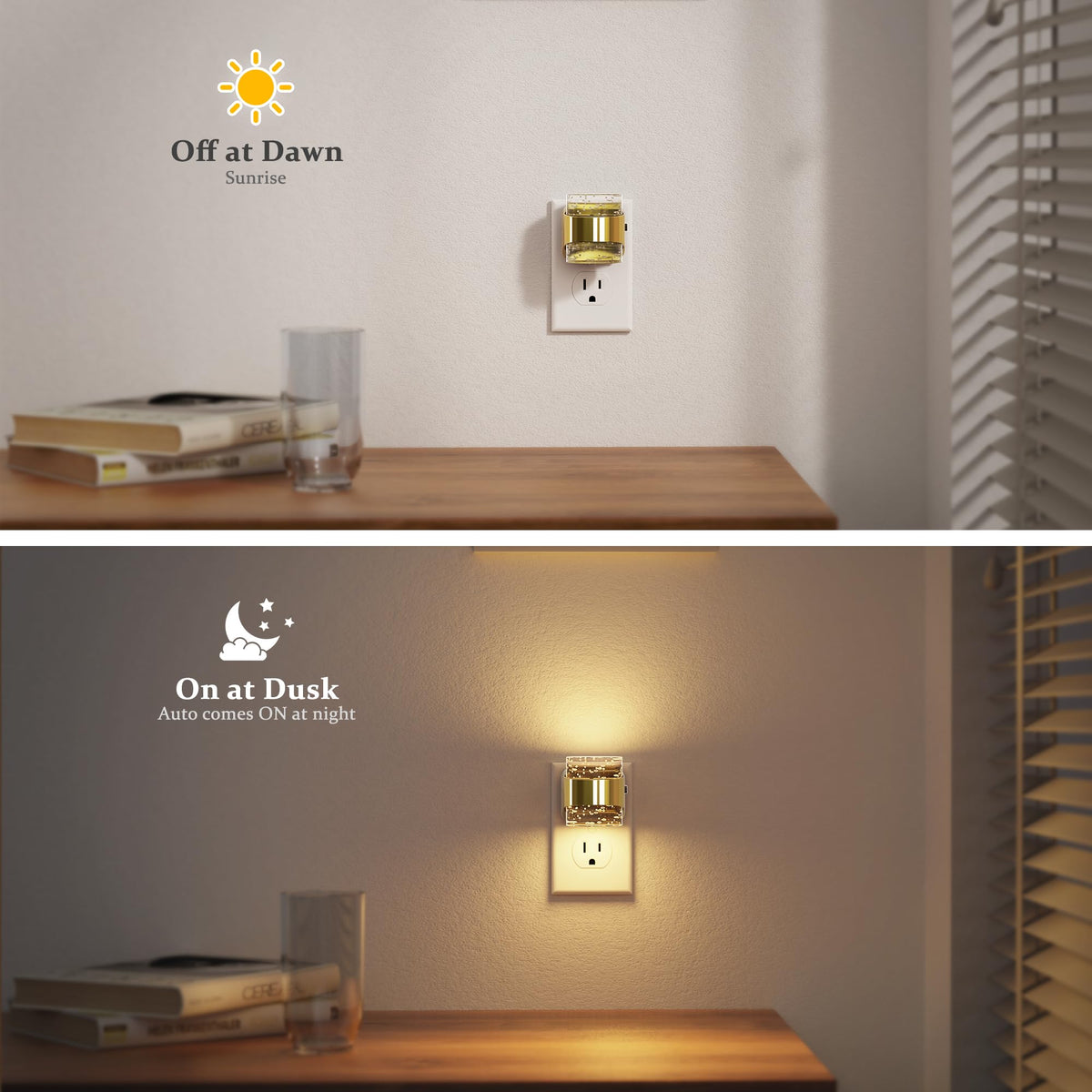 JandCase plug-in LED night light design shown mounted in outlet