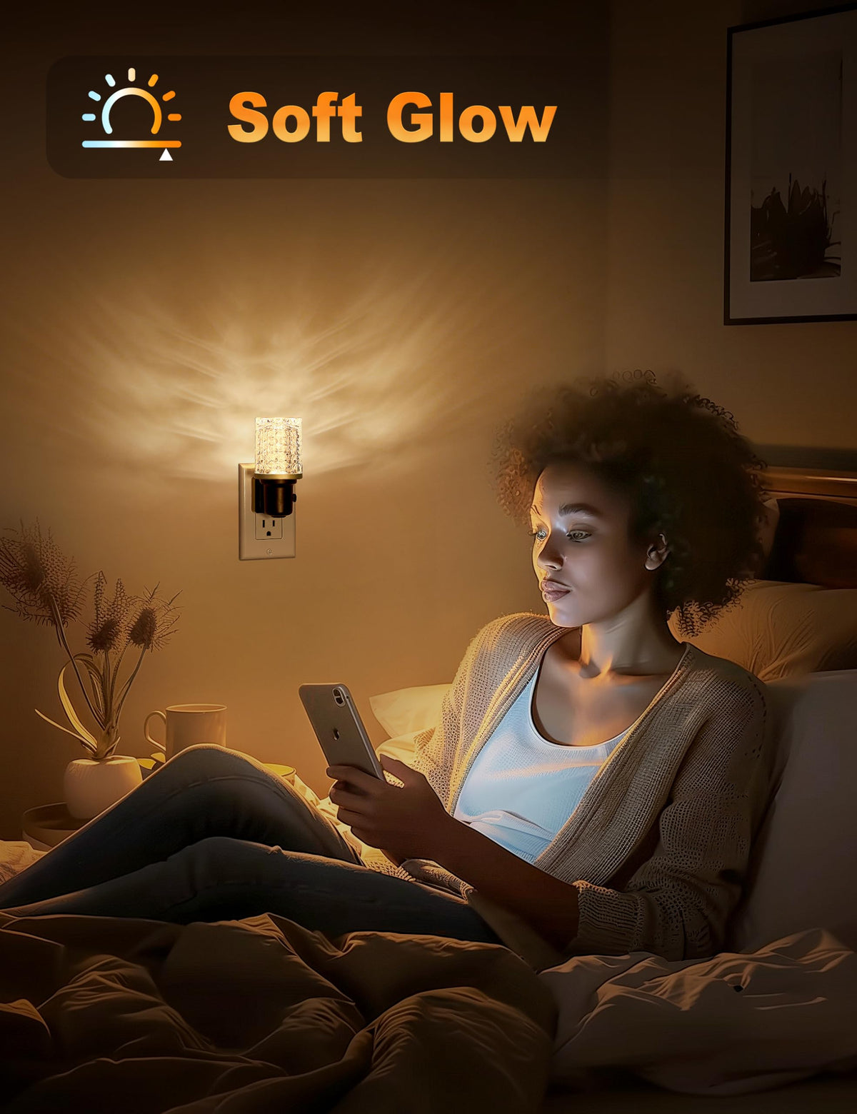 JandCase plug-in night light is perfect for bathrooms, hallways, and bedrooms.