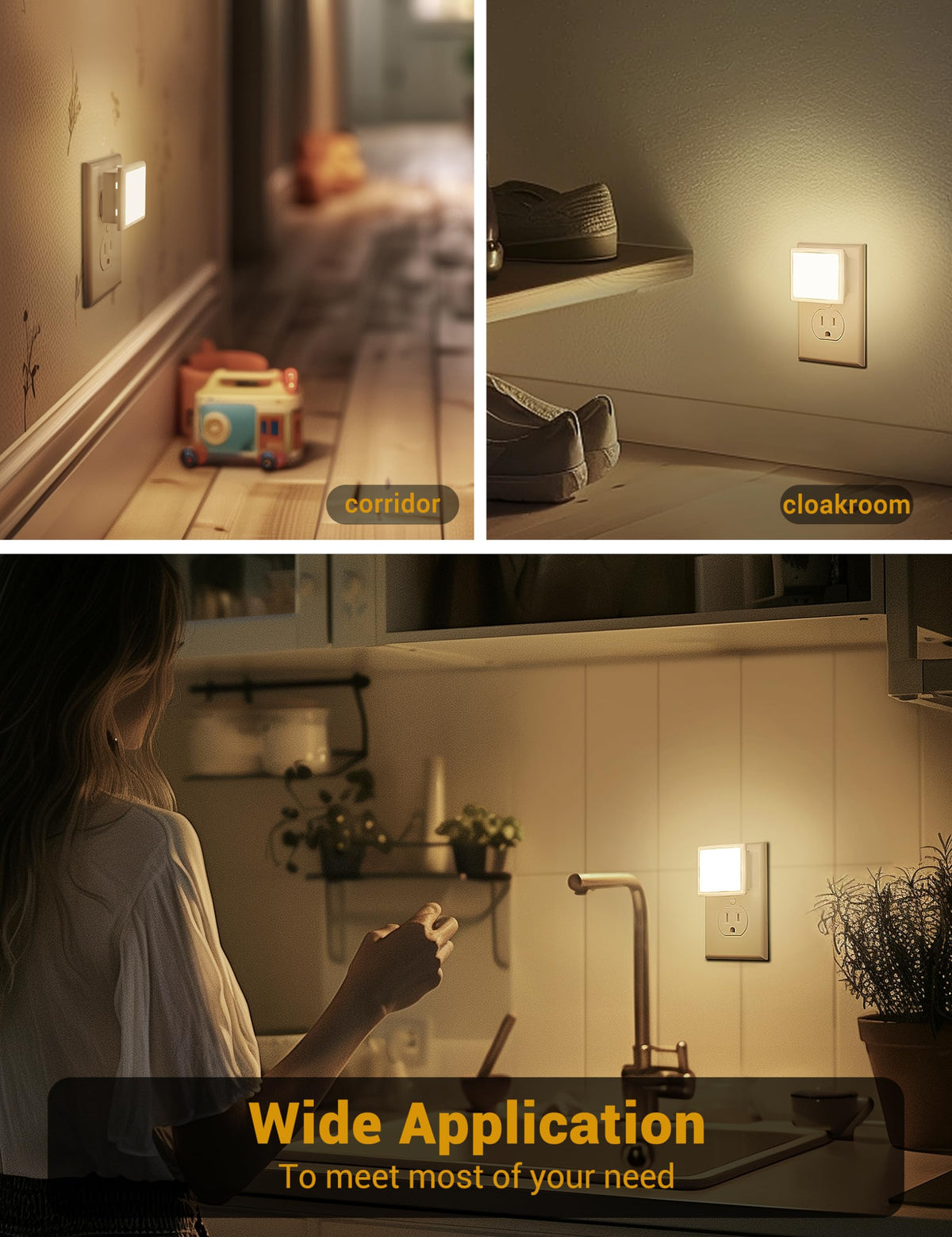 JandCase night light shows compact plug-in design with warm 3000K glow