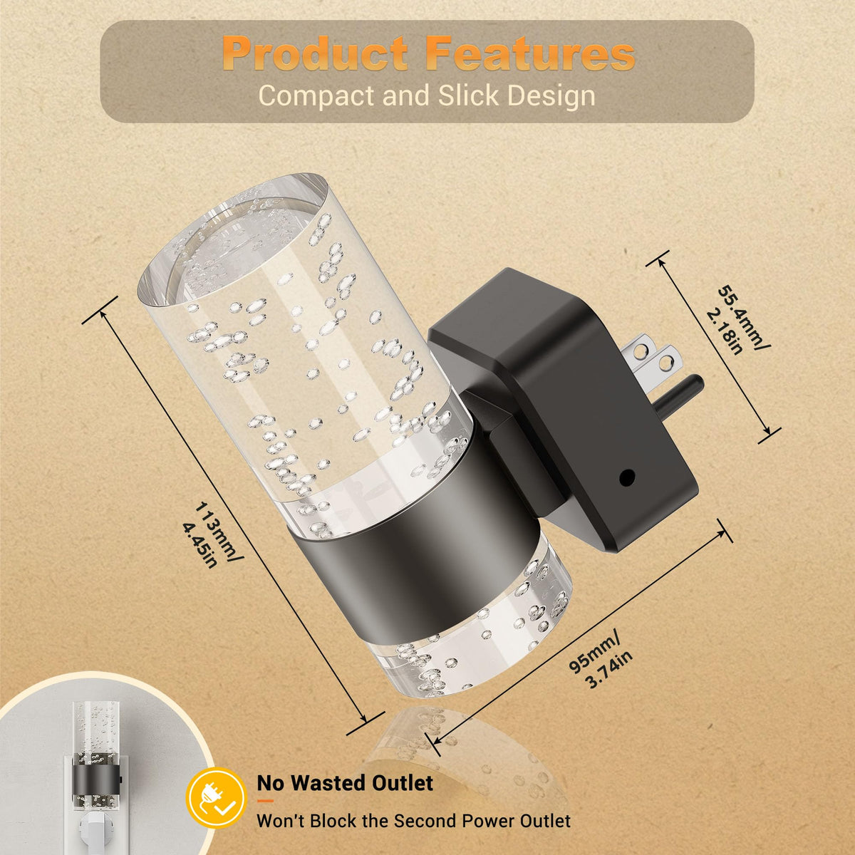 JandCase bubble acrylic diffuser spreads soft, even glow.