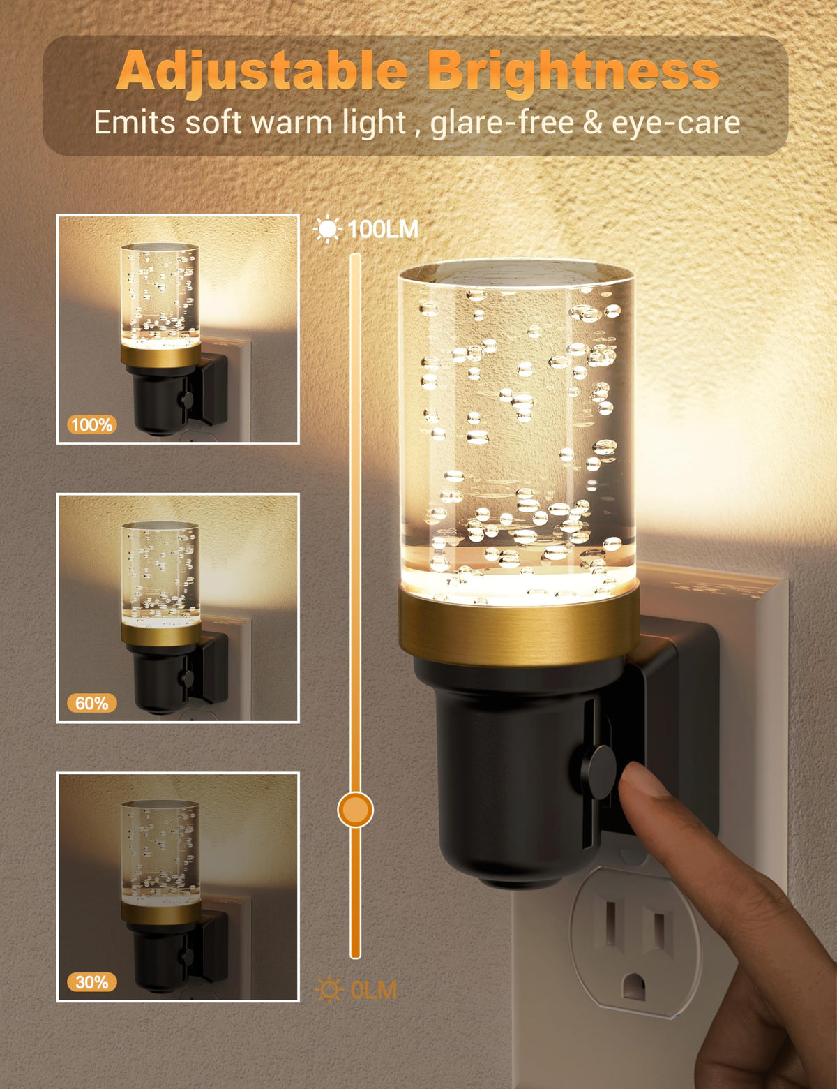 JandCase Night Light dimmable control for customizable ambience in bedrooms