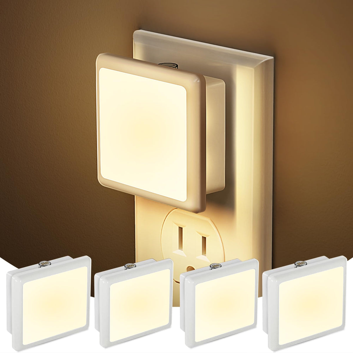 JandCase night light plugged into wall with auto sensor, guiding you safely in the dark