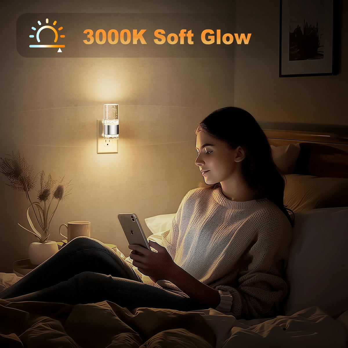 JandCase plug-in night light fits standard outlets for quick setup.