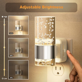 JandCase night light features a silver ring for contemporary style and even diffusion.