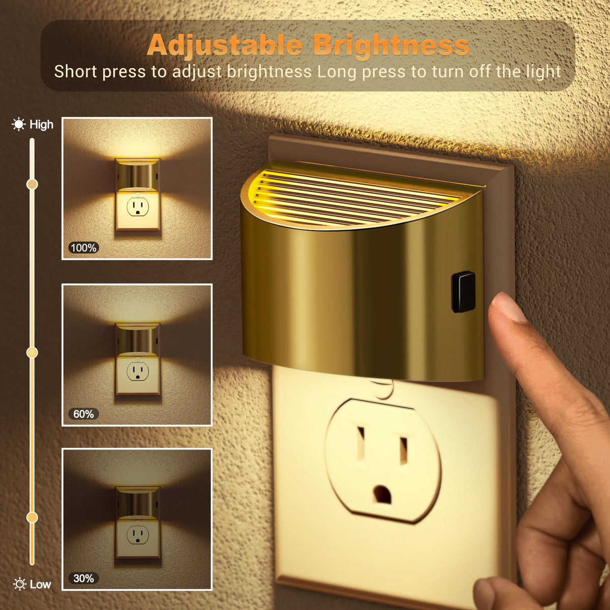 JandCase plug-in night light brightens hallways without blocking the outlet.