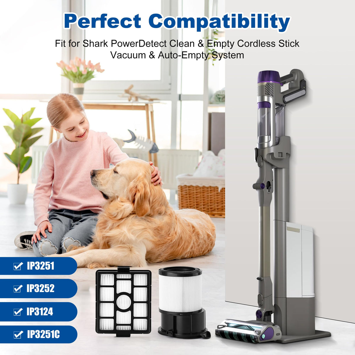 Janedtcyy IP3251 post-motor HEPA filter visual: captures fine dust for healthier air after each clean.