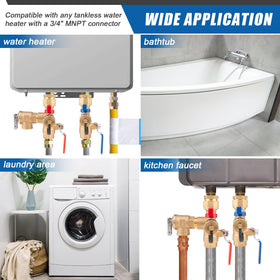 Red and blue handles display easy valve identification during maintenance.