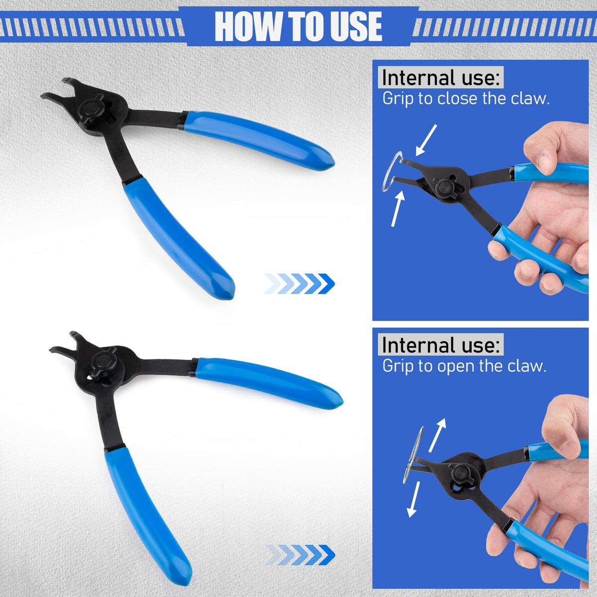 Janhemei snap ring pliers ergonomic handle provides comfort during extended use.