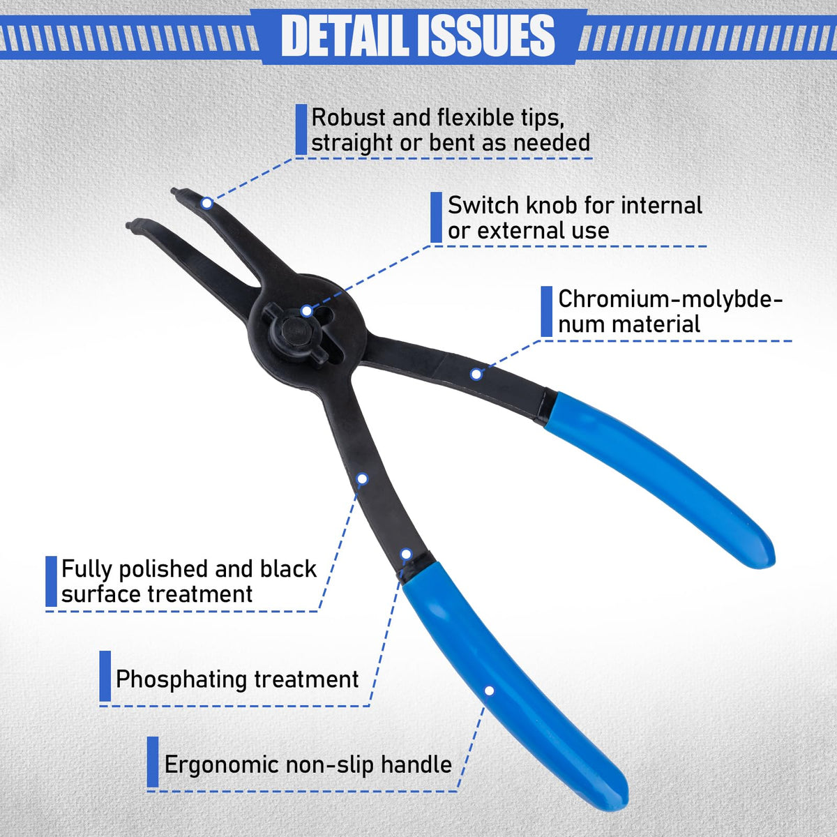 Janhemei snap ring pliers storage case keeps tools organized between jobs.